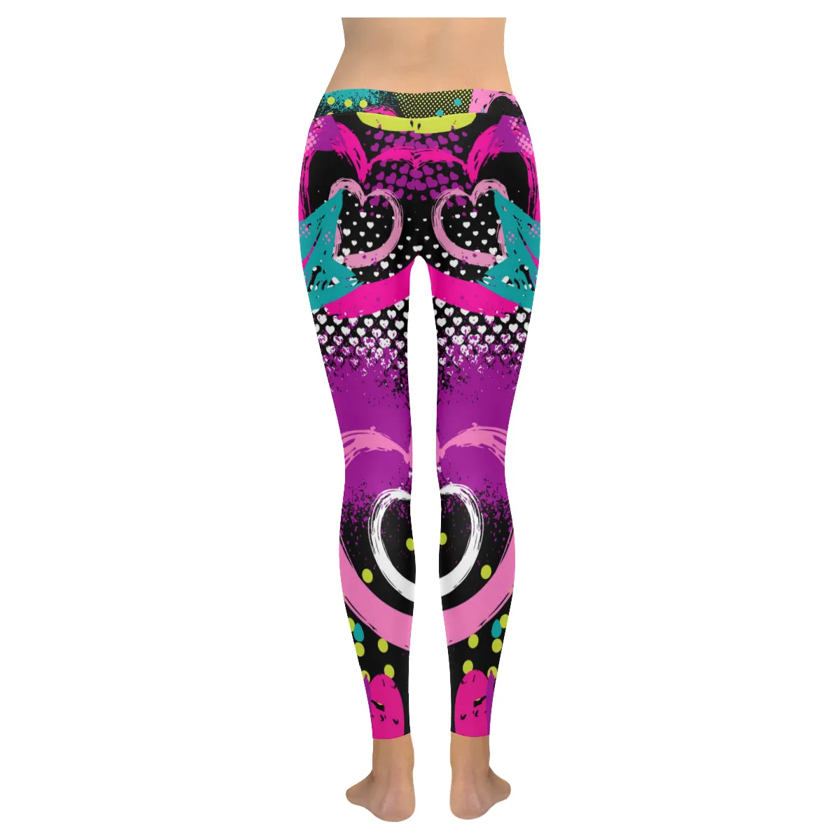 Abstract Heart Seamless Pattern Women's Low Rise Leggings (Invisible Stitch)