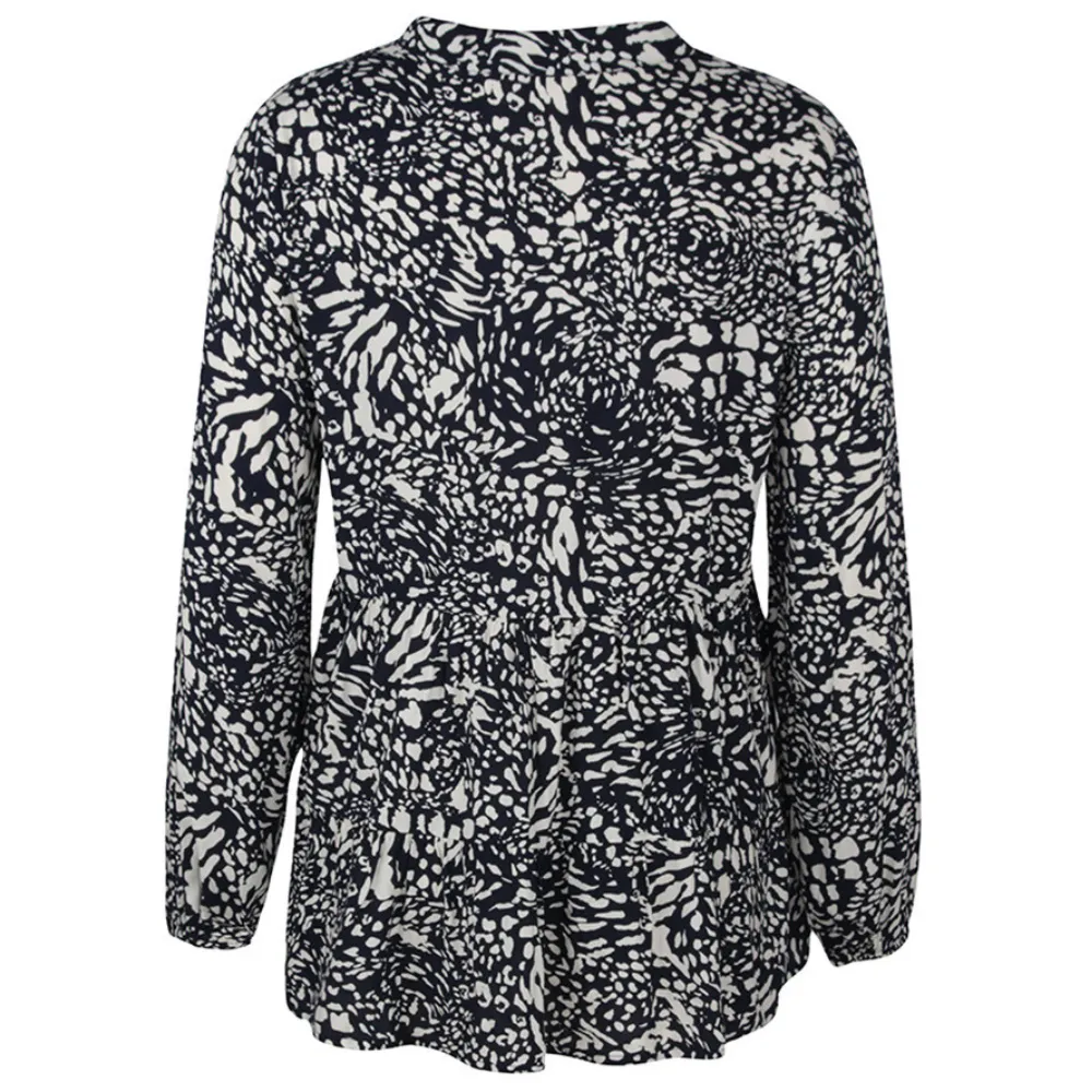 Abstract Pattern Flared Hem Full-Sleeves Shirt