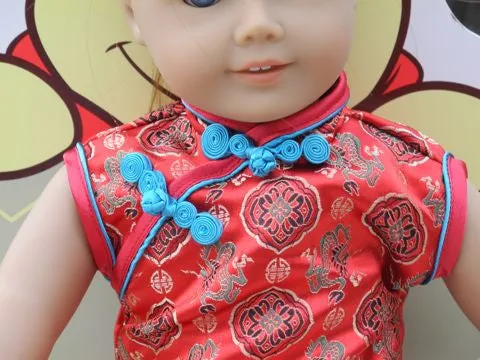 American Girl - Red Chinese Style Qi pao Dress