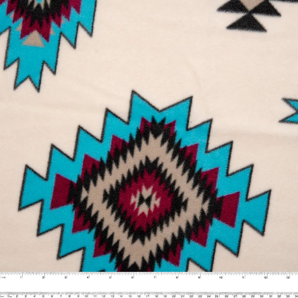 Anti Pill Fleece Print - FRESH - Navajo - Off white