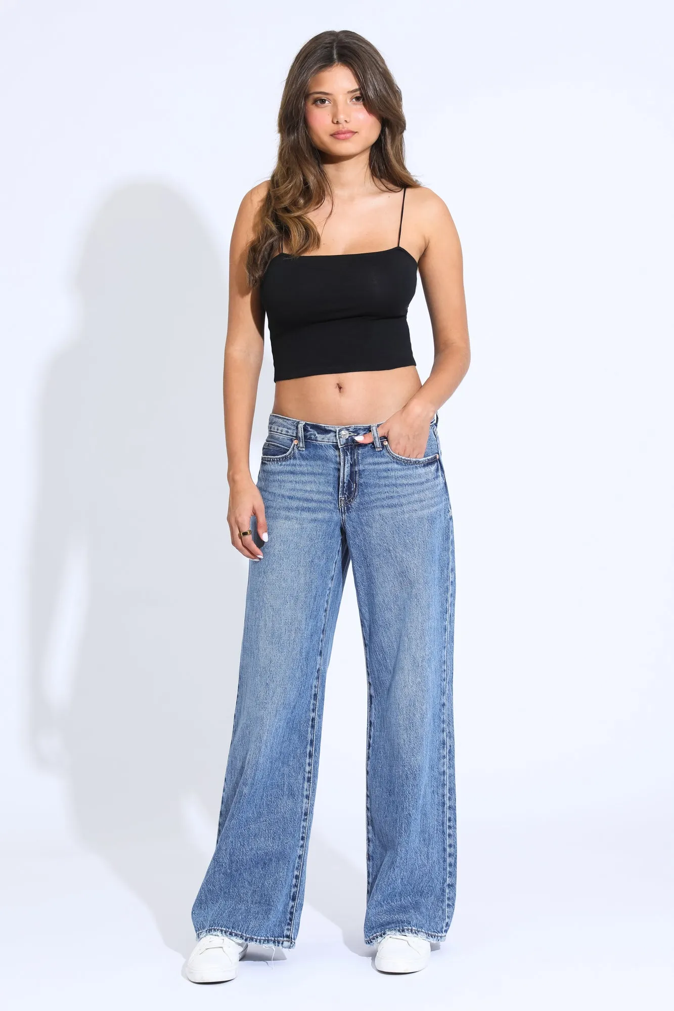 Ashley Classic Low Rise A-Line Baggy Jeans - Light Indigo