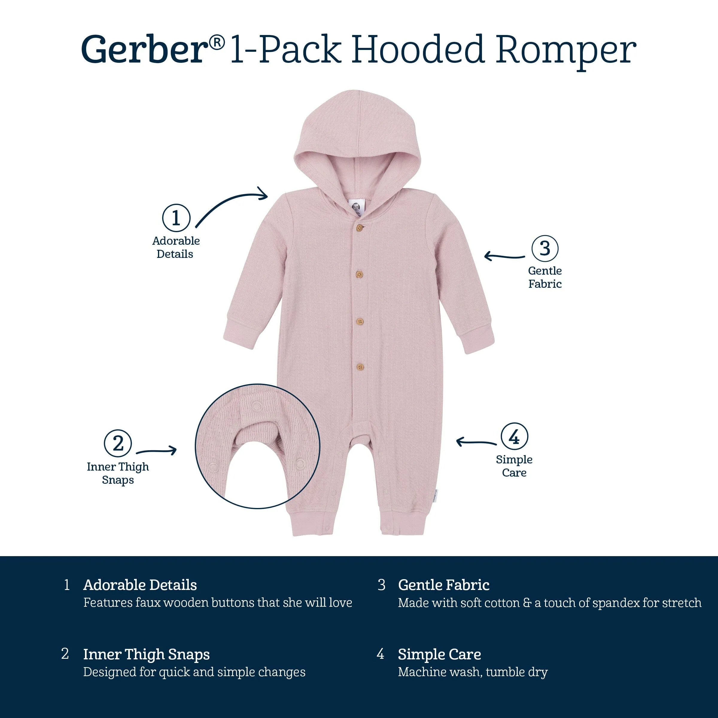 Baby Girls Mauve Hooded Romper