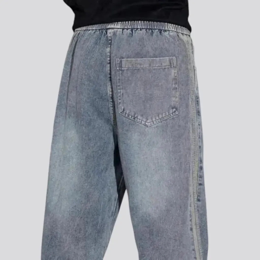 Baggy-leg padded mid-rise men's jeans