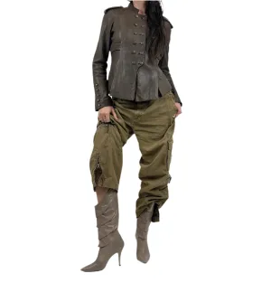 Bebe Military Style Leather Jacket (M)