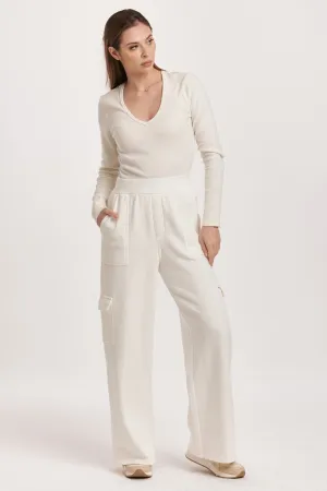 BECCA HIGH RISE CARGO PANTS OFF WHITE