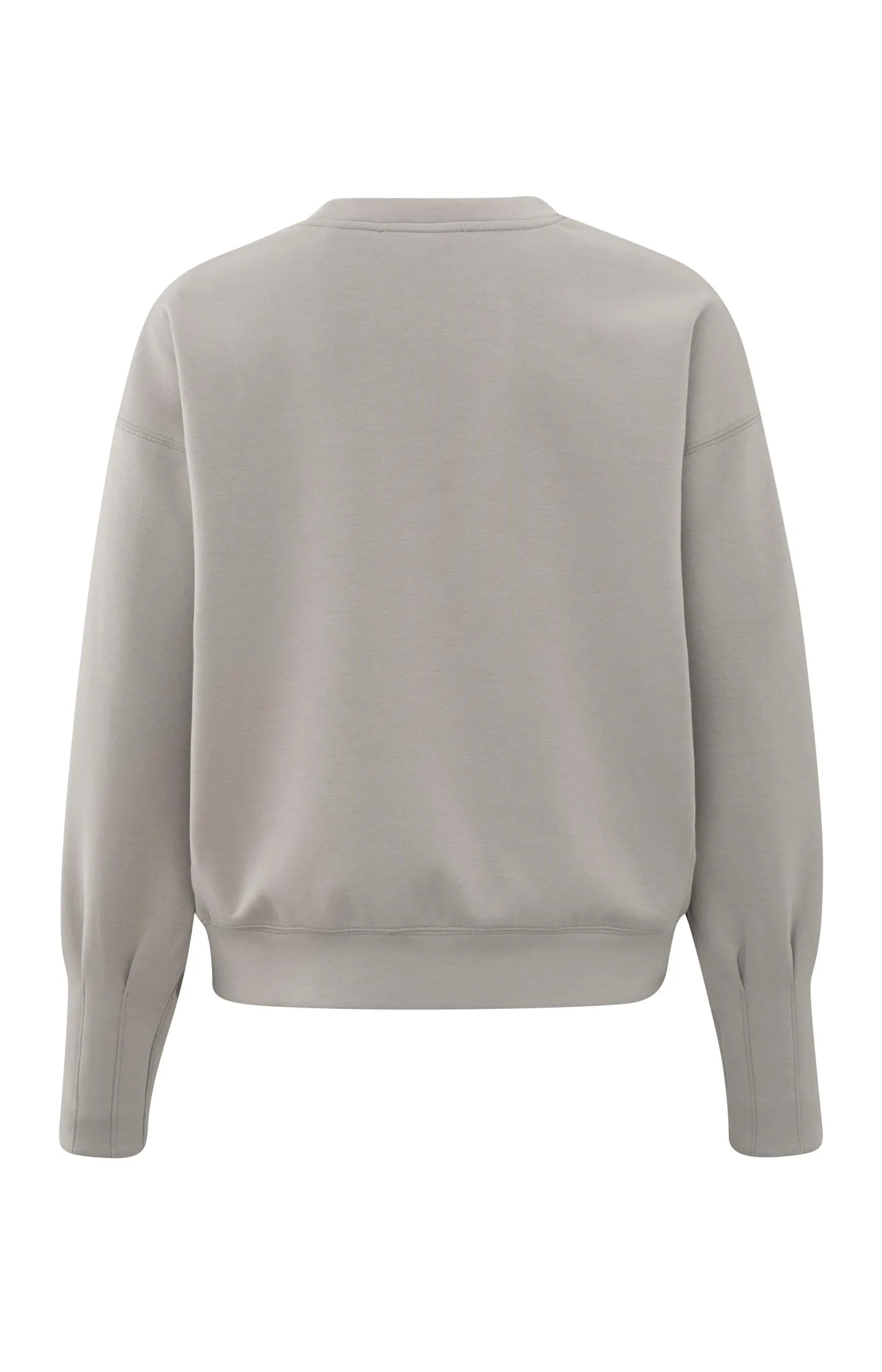 Beige sweatshirt with pleated detail on long sleeves