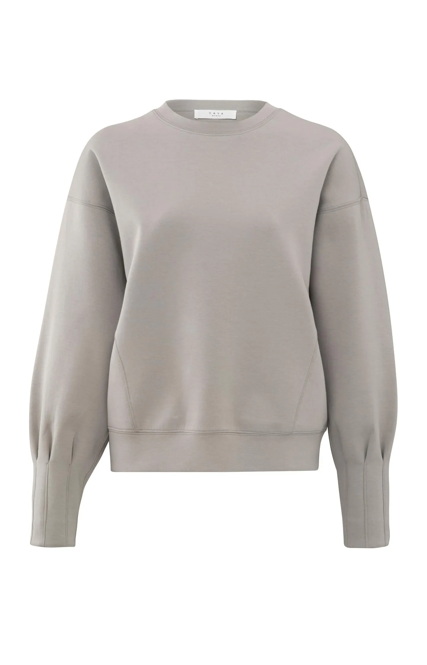 Beige sweatshirt with pleated detail on long sleeves