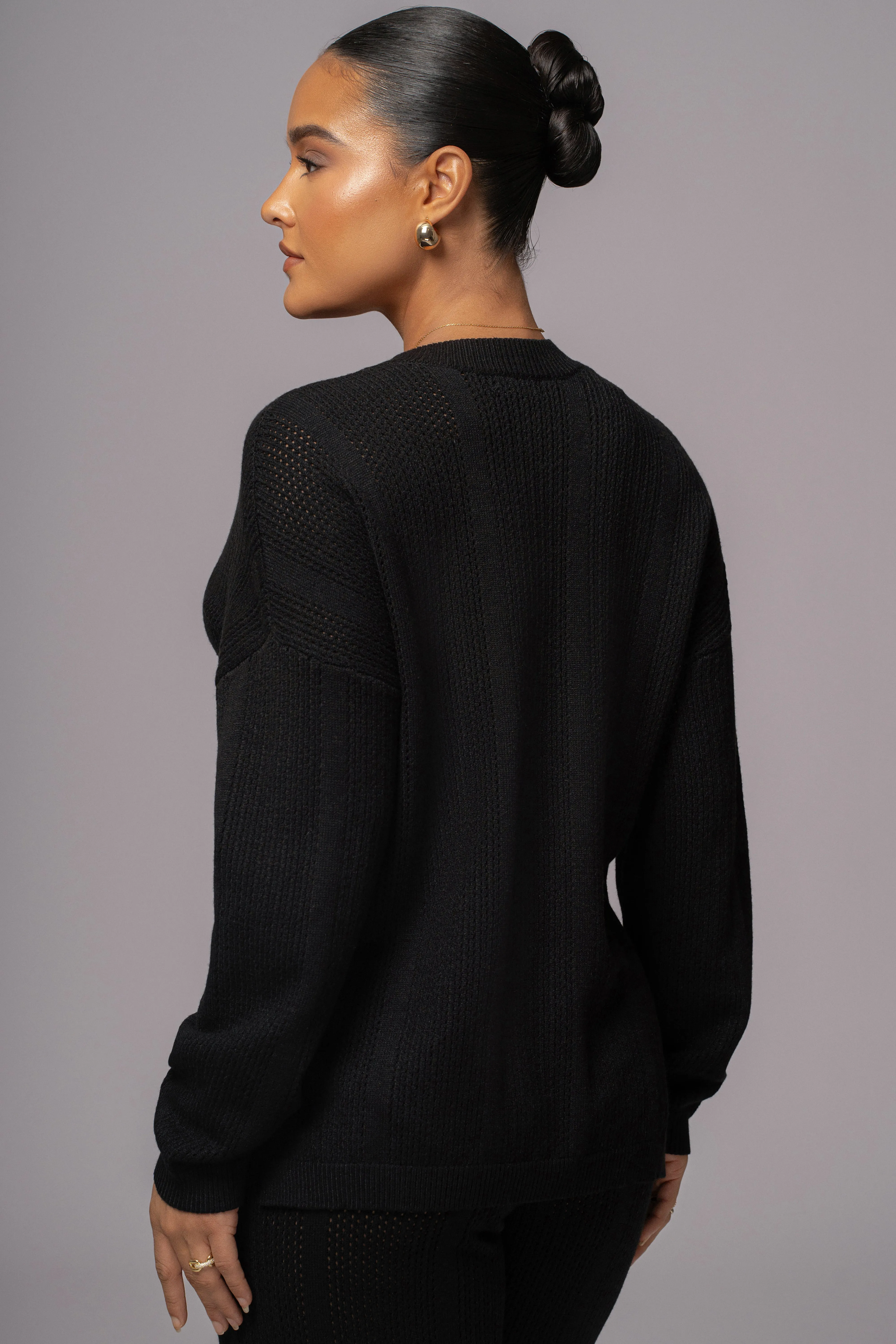 Black Estela Sweater Knit Top