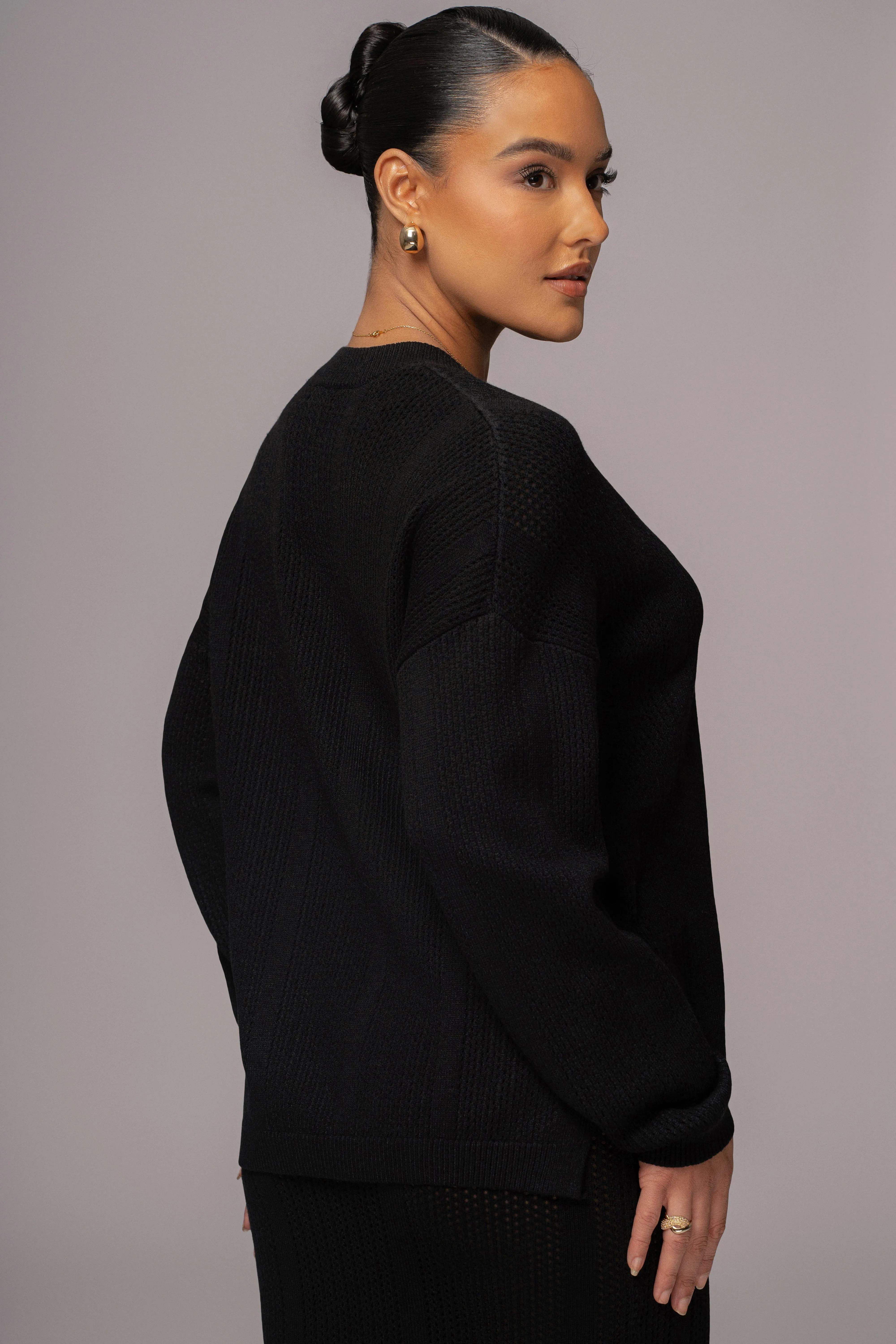 Black Estela Sweater Knit Top