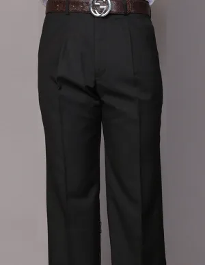 BLACK REGULAR FIT PLEATED PANTS