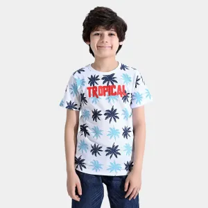 Boys Cotton T-Shirt H/S Tropical | White