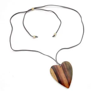 Brown Simple Wooden Heart  Necklace