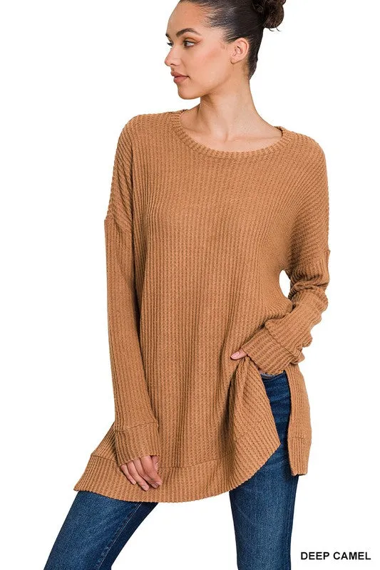 Brushed Thermal Waffle Round Neck Sweater