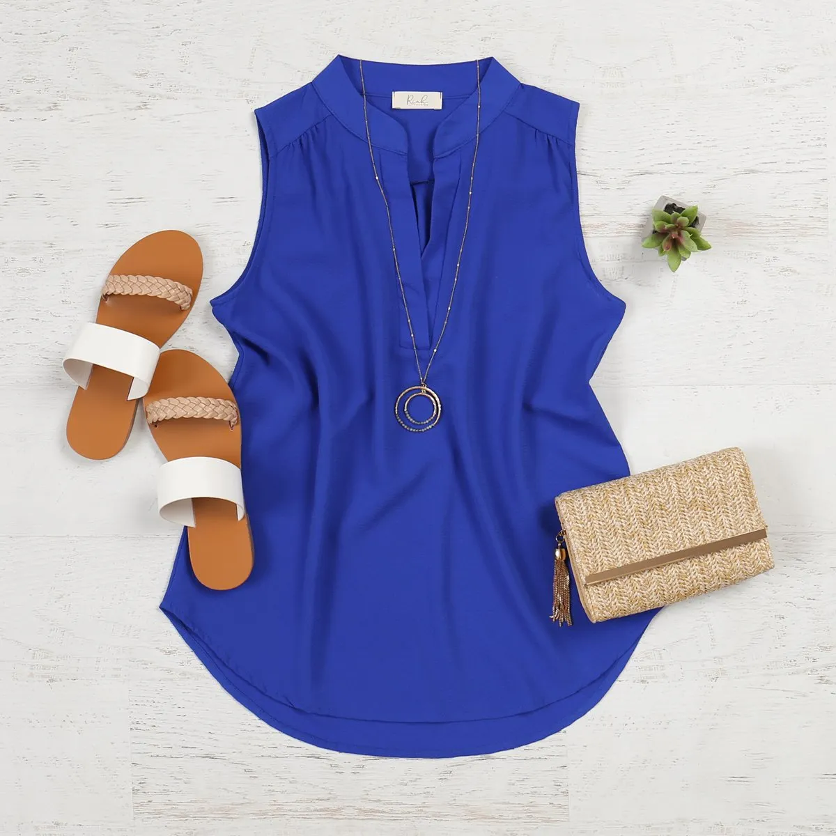 Bubble Crepe Sleeveless Blouse