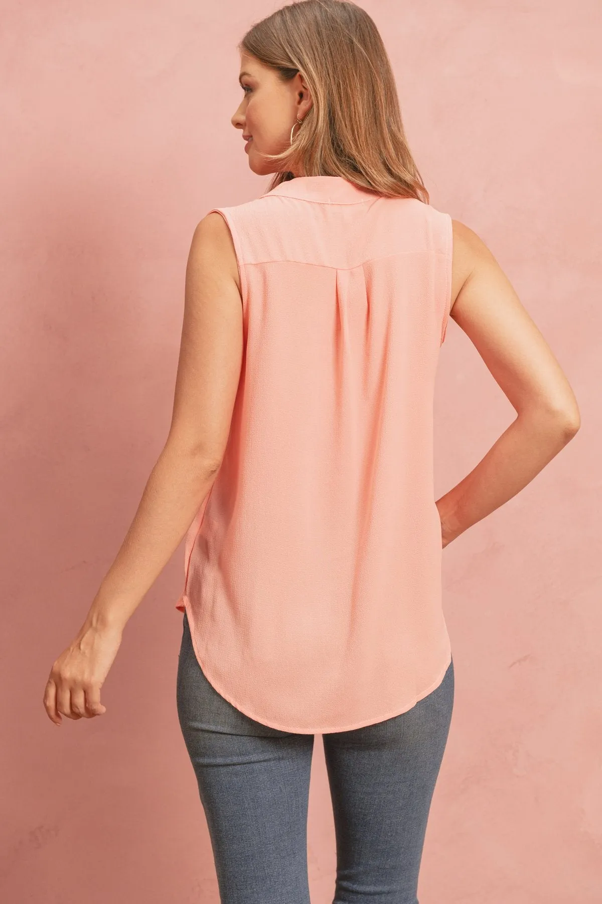 Bubble Crepe Sleeveless Blouse