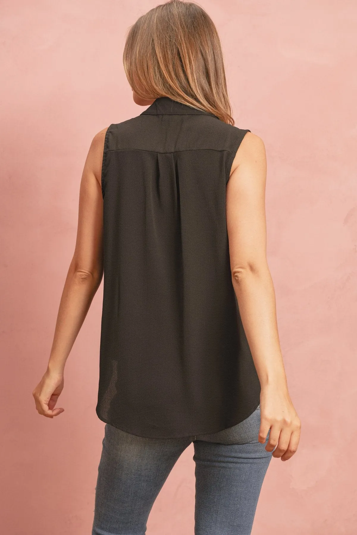 Bubble Crepe Sleeveless Blouse