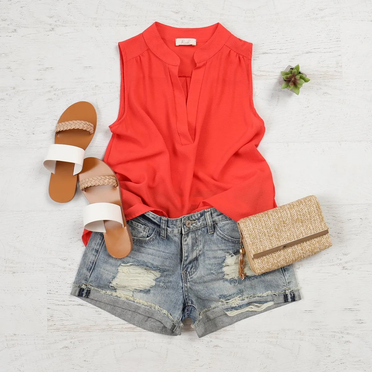 Bubble Crepe Sleeveless Blouse