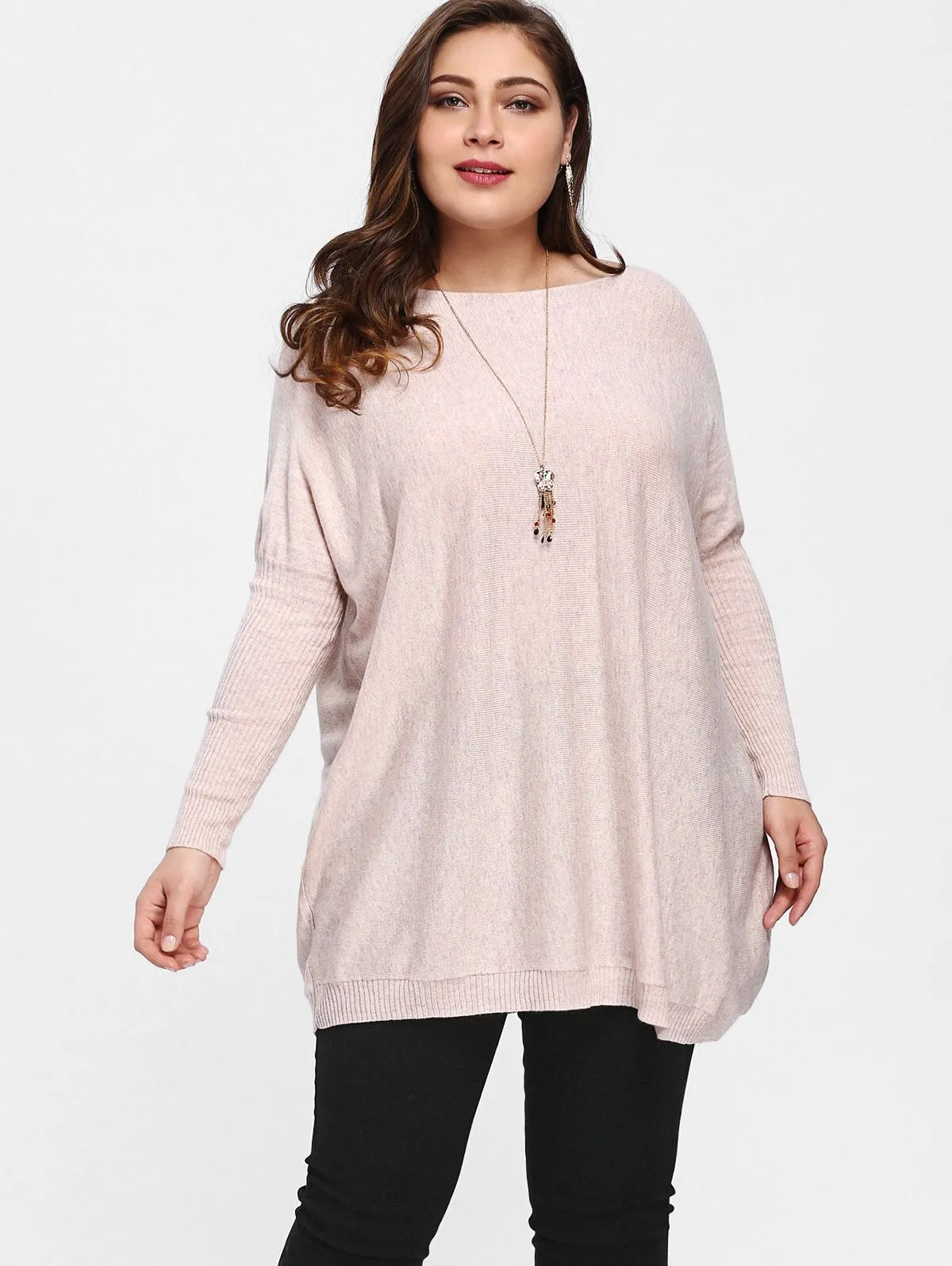 Casual Long Sleeve Pure Color Off Shoulder Plus Size Tops