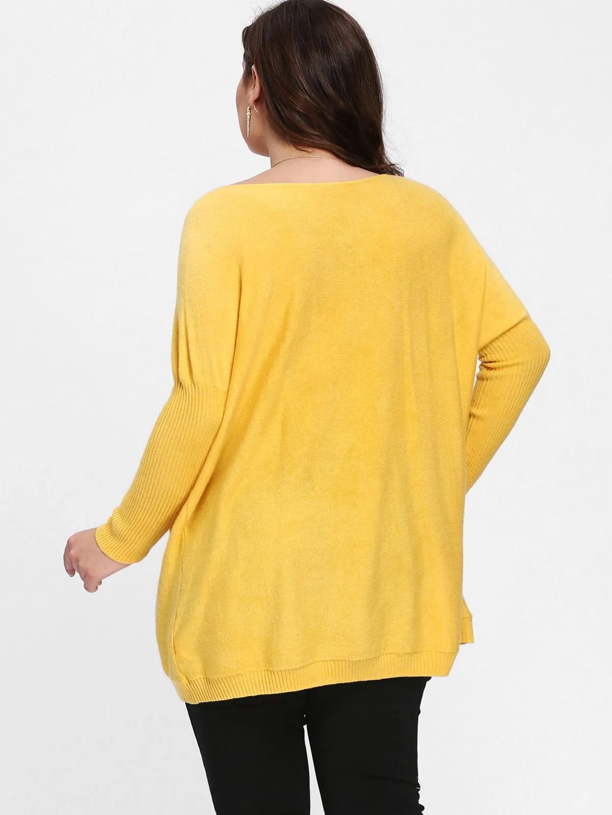 Casual Long Sleeve Pure Color Off Shoulder Plus Size Tops