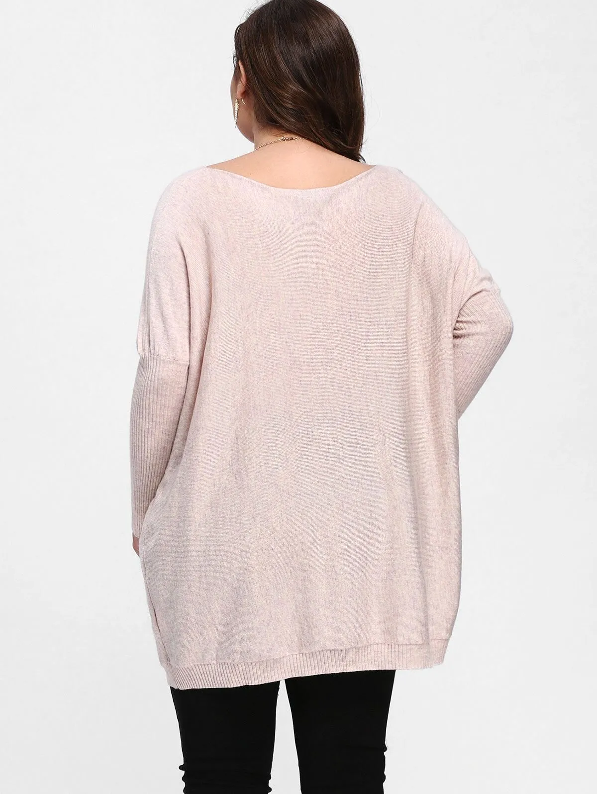 Casual Long Sleeve Pure Color Off Shoulder Plus Size Tops