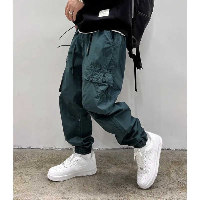 Casual Solid Cotton Cargo Pants