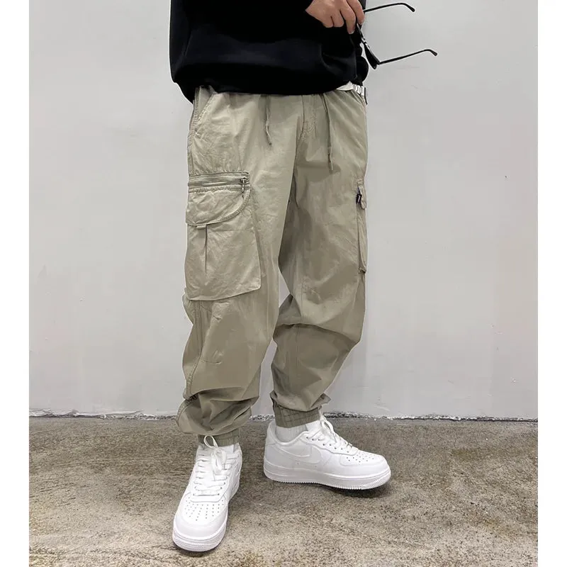 Casual Solid Cotton Cargo Pants