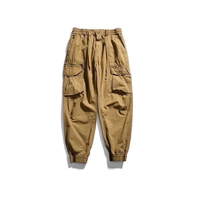 Casual Solid Cotton Cargo Pants