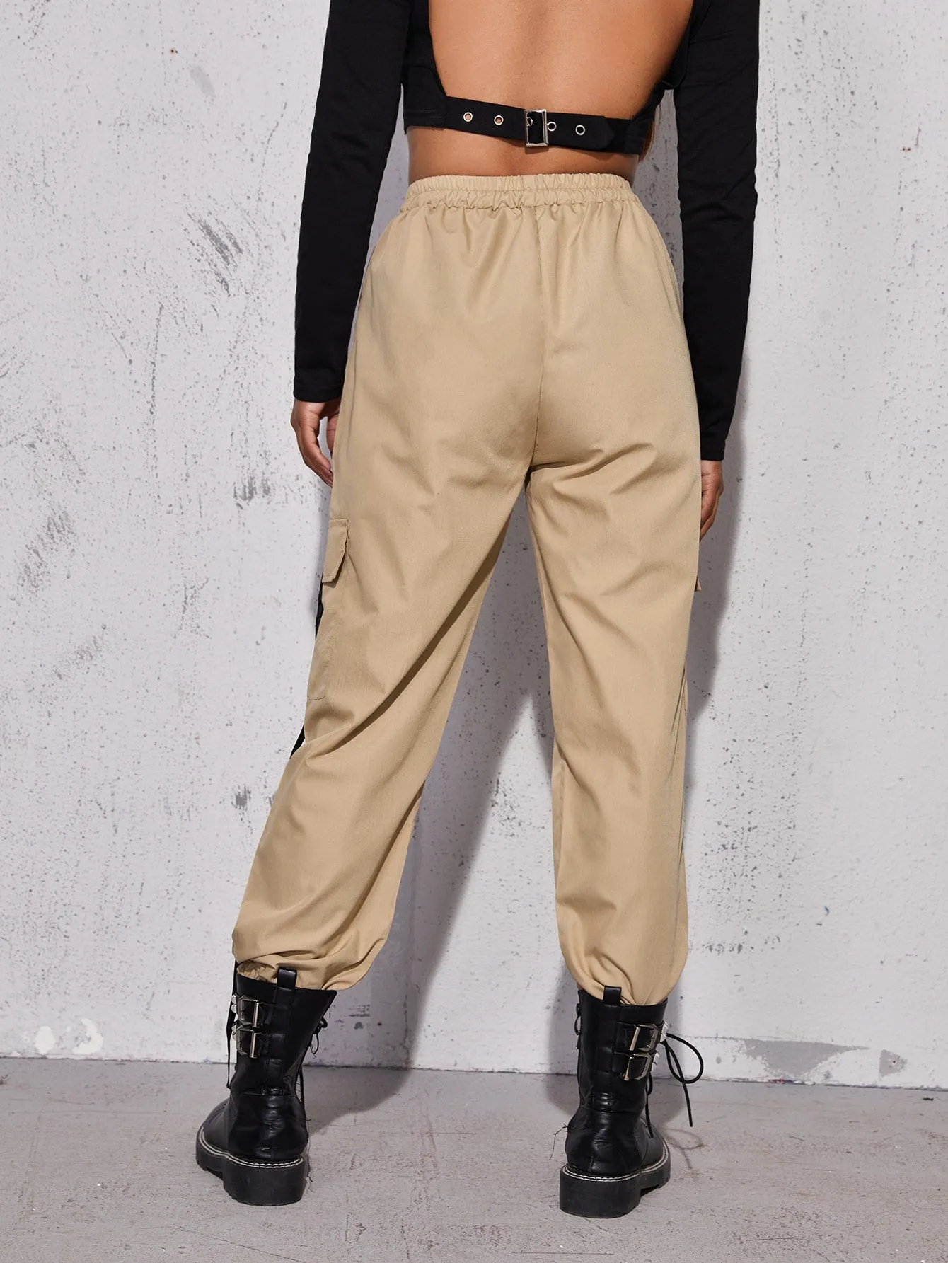 Casual Tape High Waist Long Women Pants