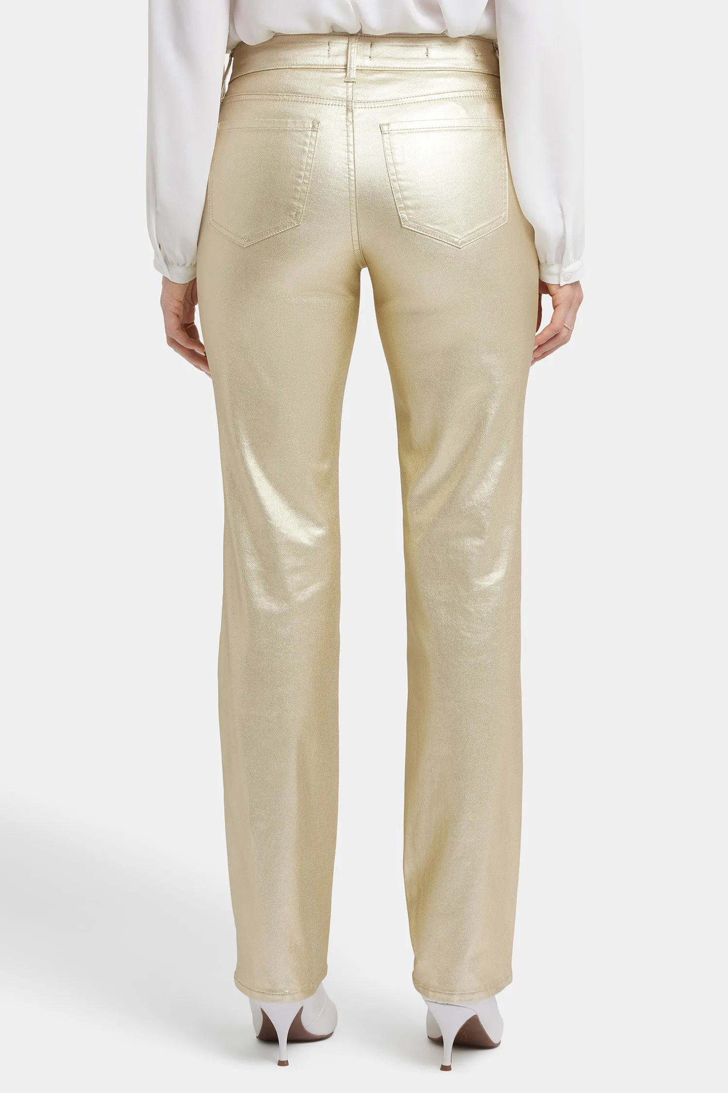 Coated Marilyn Straight Jeans In Petite  - Gold Coated