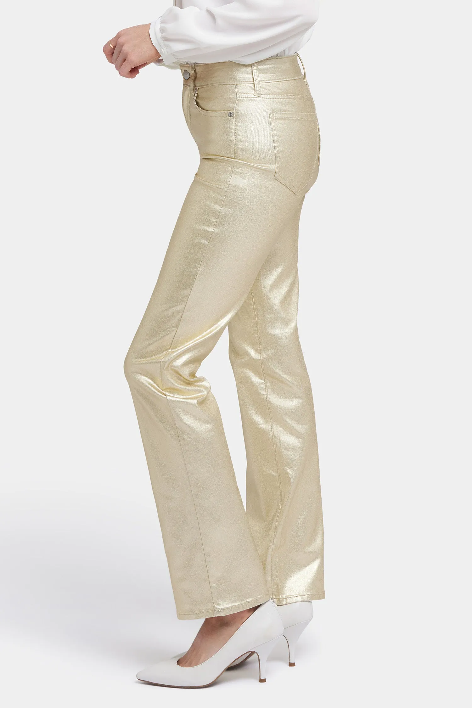 Coated Marilyn Straight Jeans In Petite  - Gold Coated