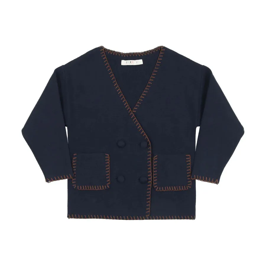 Coco Blanc Navy Double Breasted Sweater