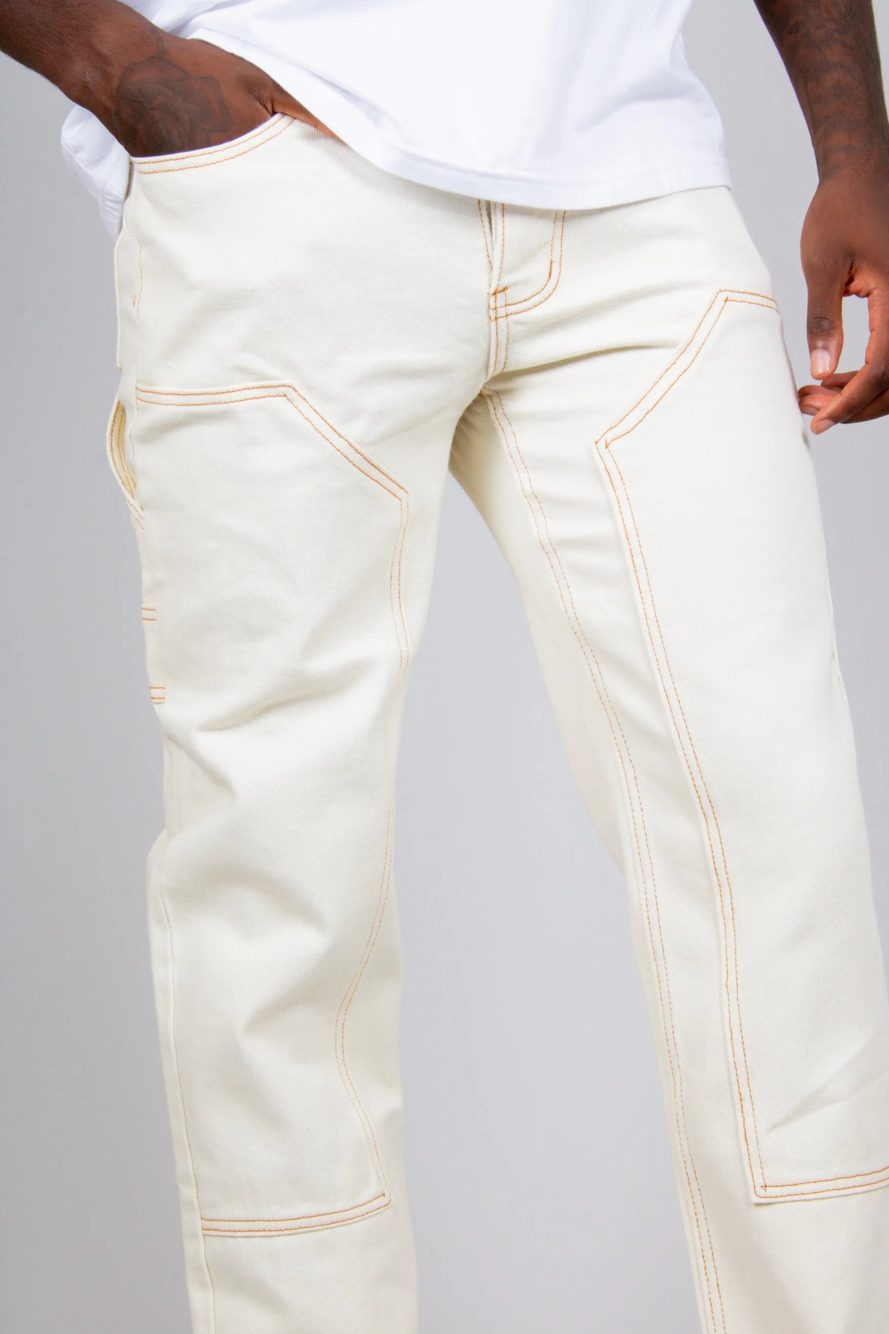 Ecru Straight Leg Carpenter Jean