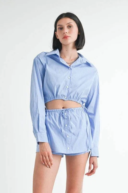 Emory Park Stripe Button Up Collared Top