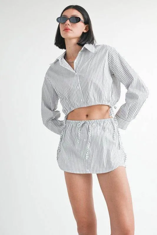 Emory Park Stripe Button Up Collared Top