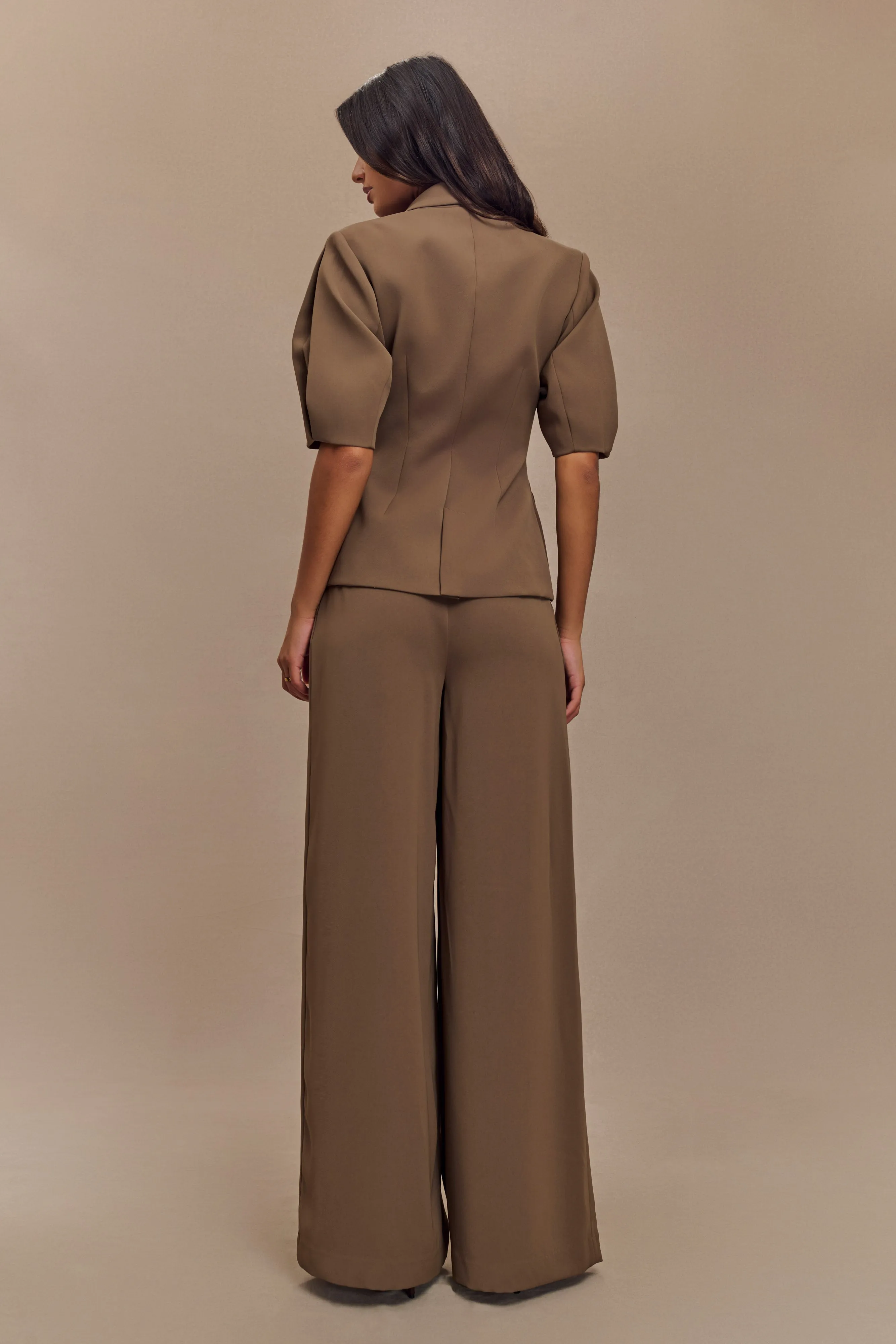 Faith Suiting Wide Leg Pant - Cacao Brown