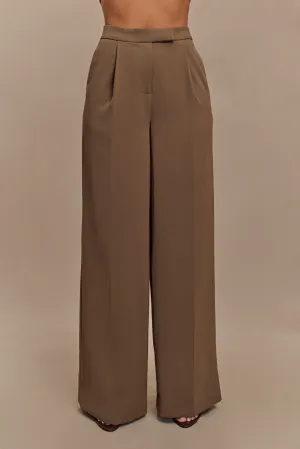 Faith Suiting Wide Leg Pant - Cacao Brown