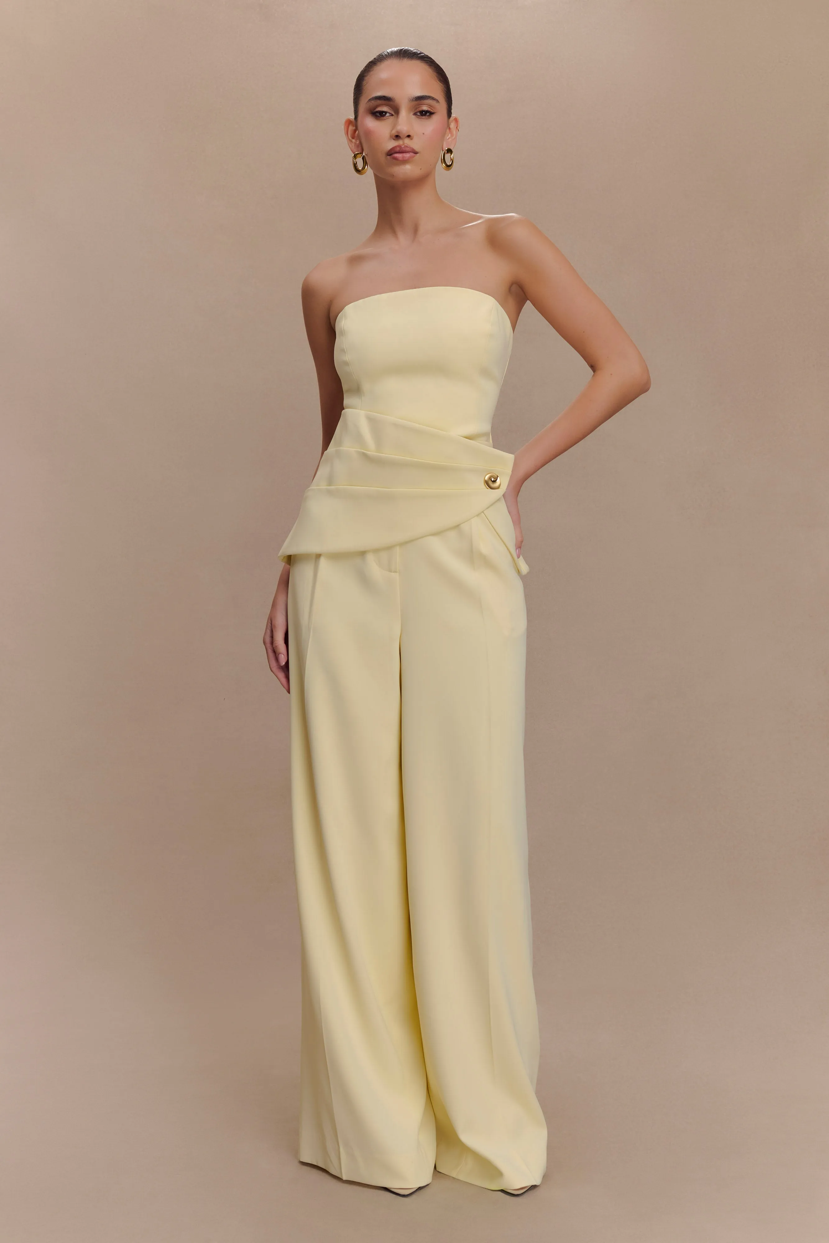 Faith Suiting Wide Leg Pant - Lemon Cream