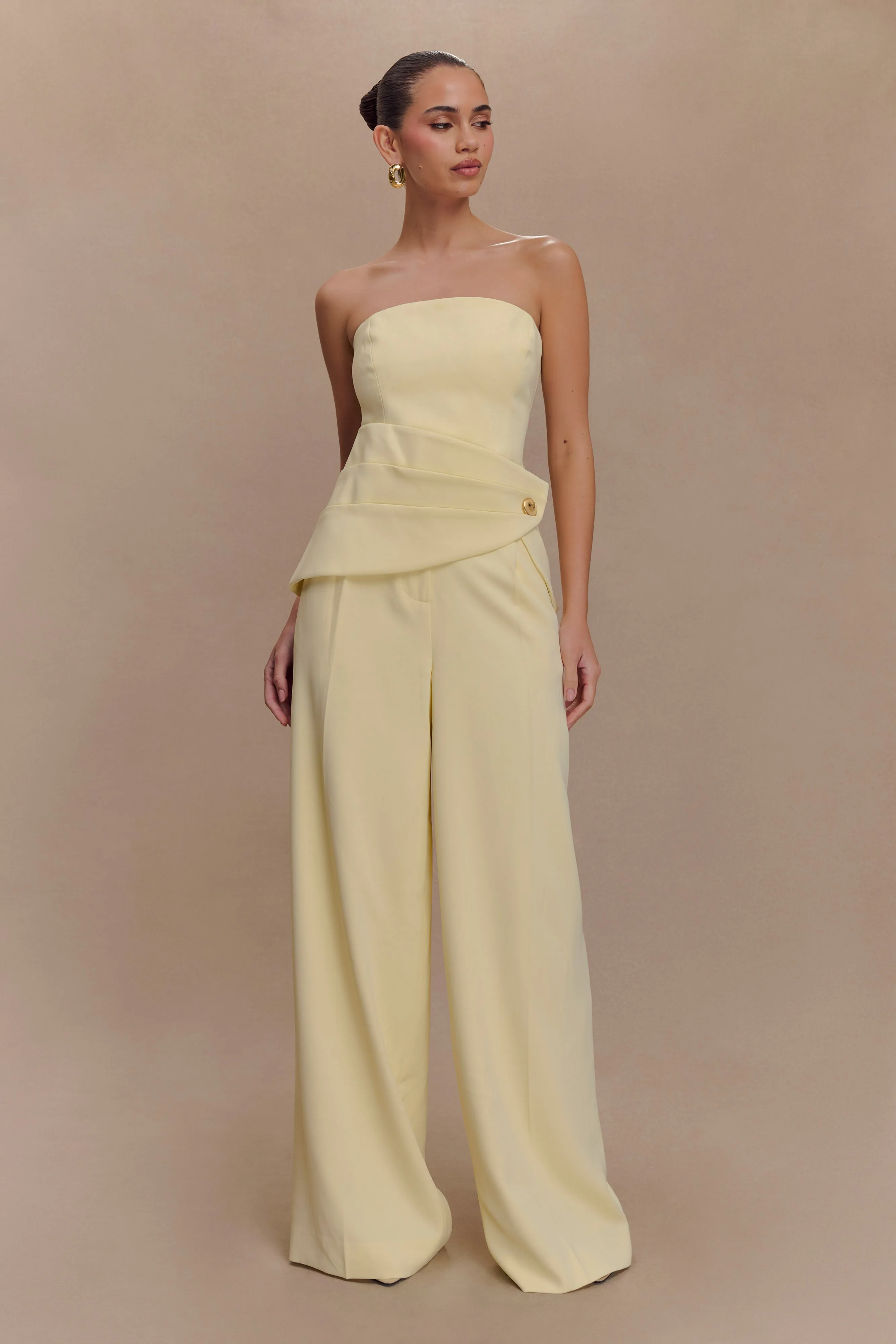 Faith Suiting Wide Leg Pant - Lemon Cream