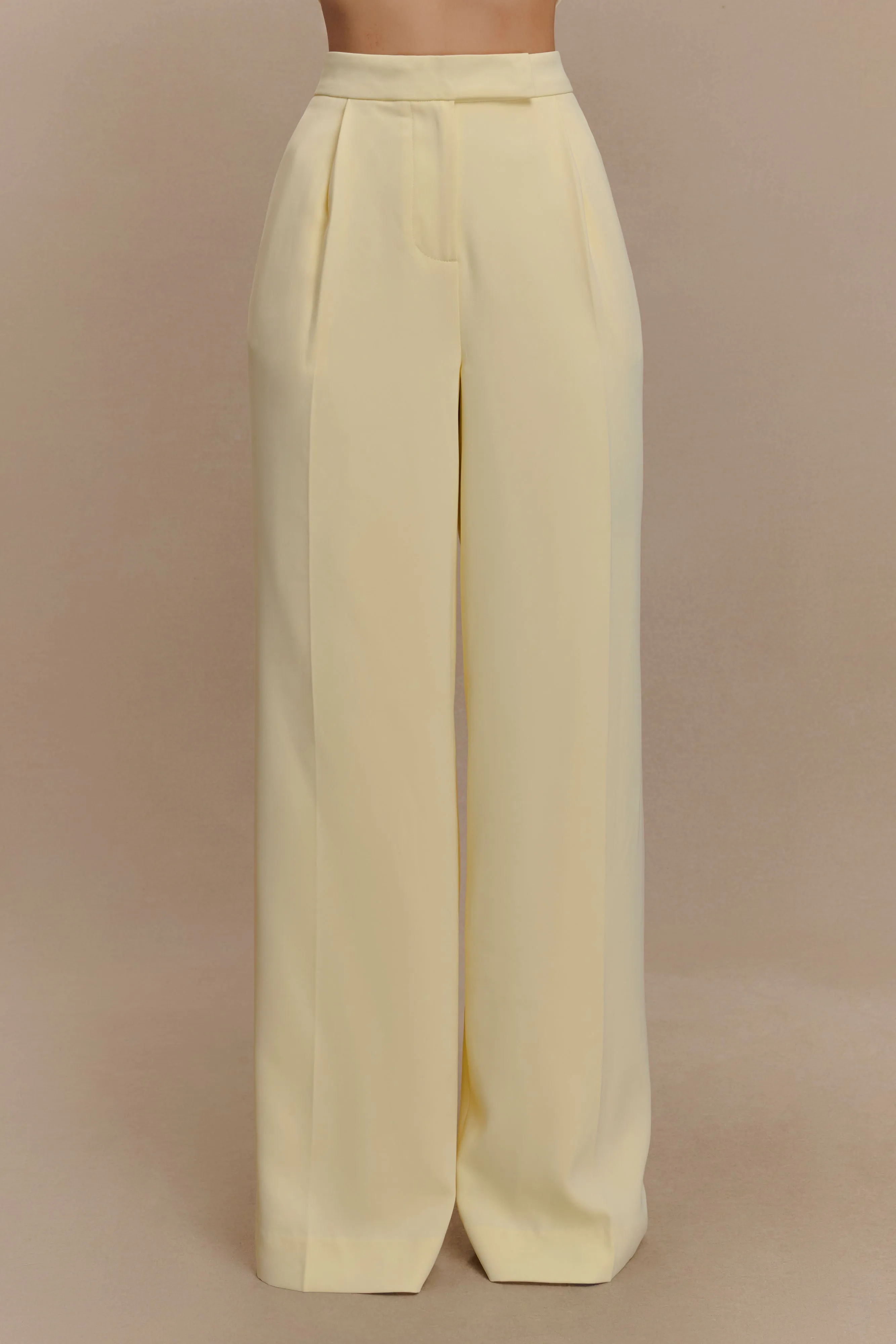 Faith Suiting Wide Leg Pant - Lemon Cream