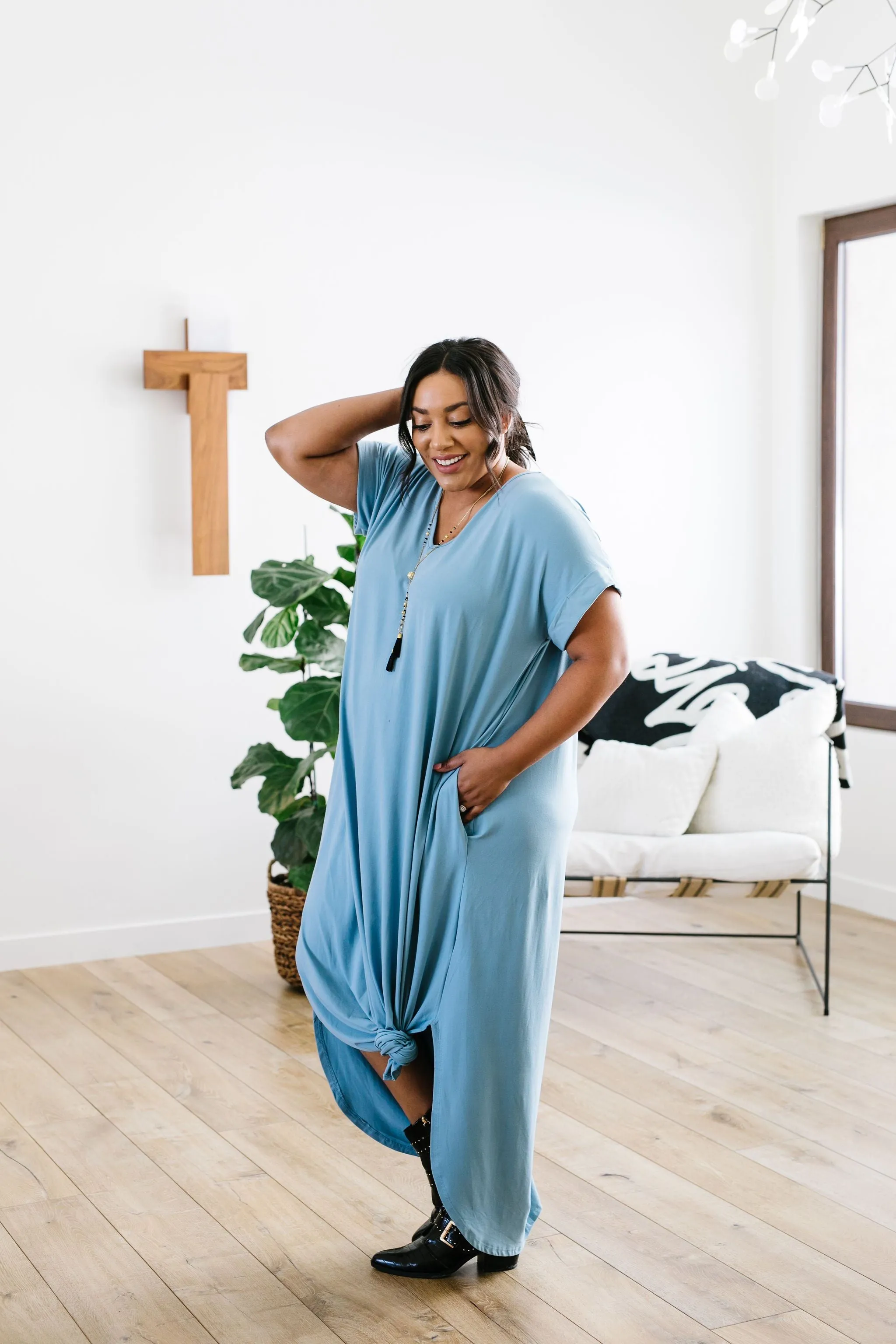 Free And Easy Maxi Dress In Chambray