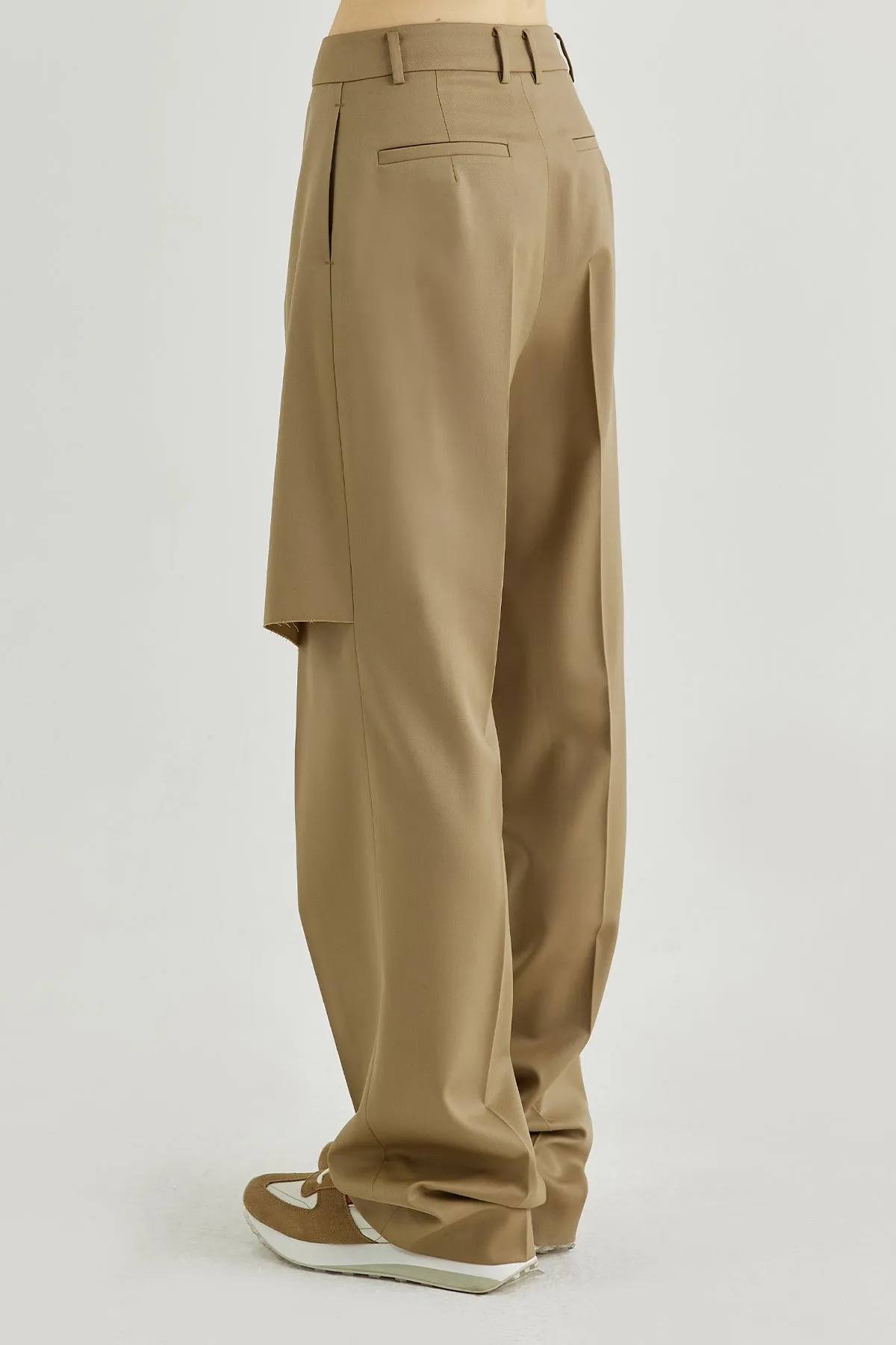 Front layered wrap shorts paneled wool pants