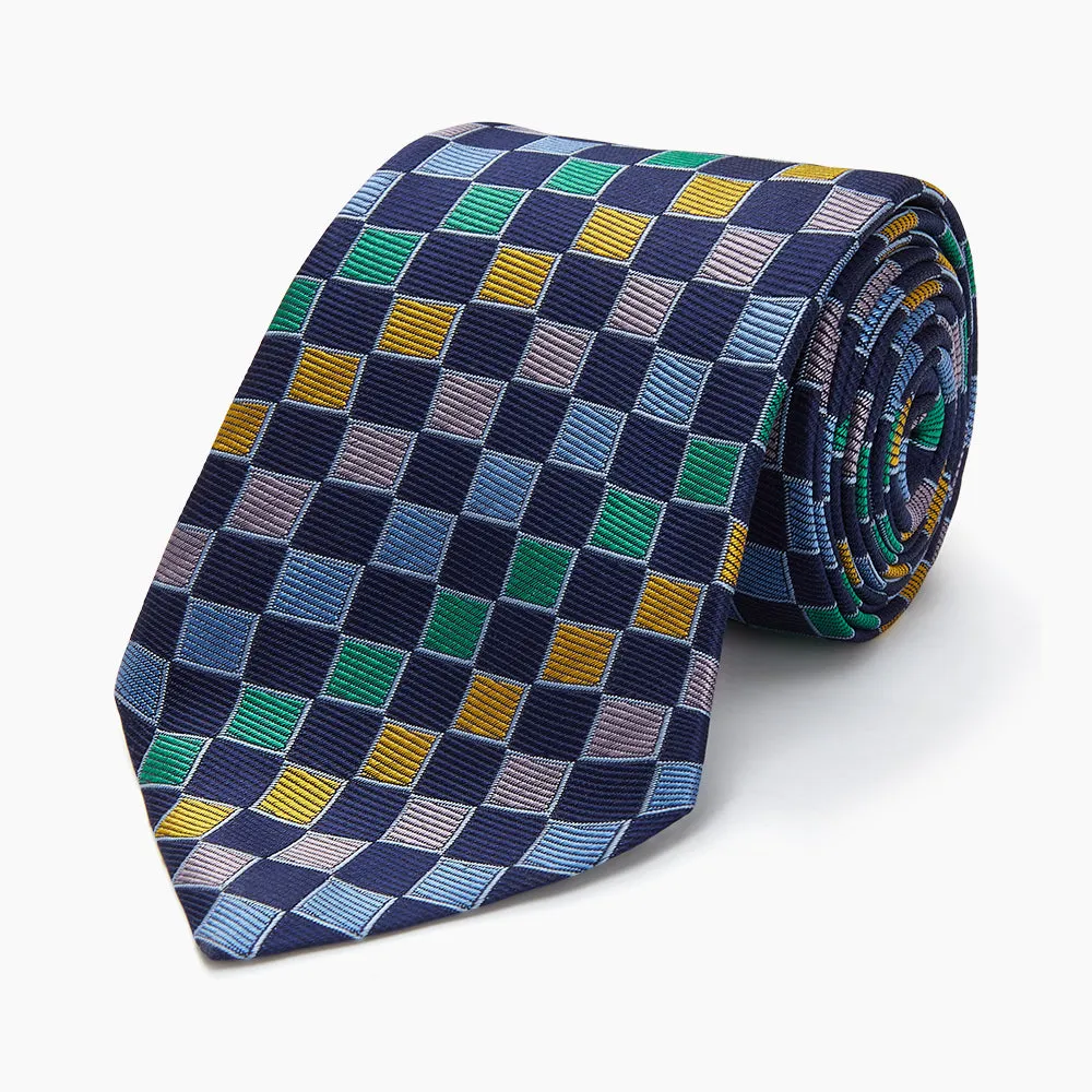 Green Multi Check Silk Tie