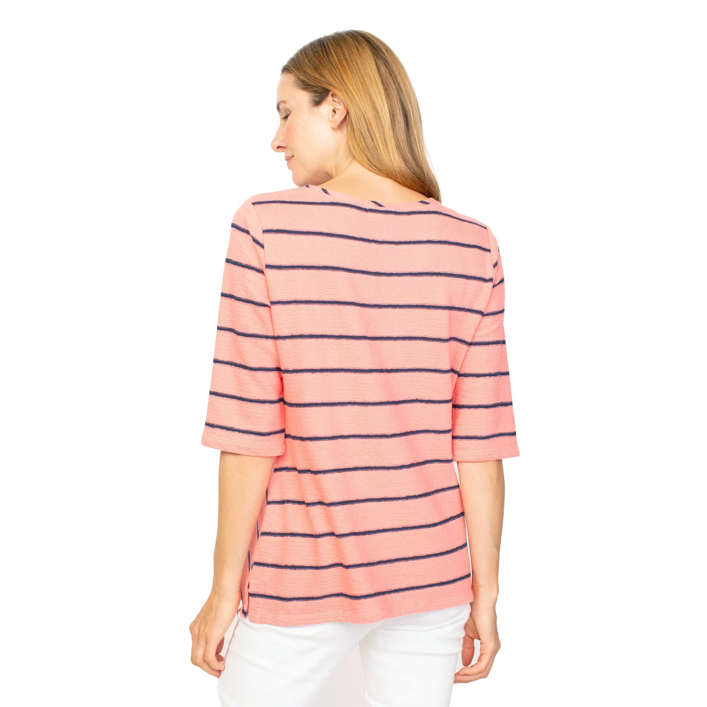 Habitat Diagonal Stripe Tunic in Melon - 85102-MN