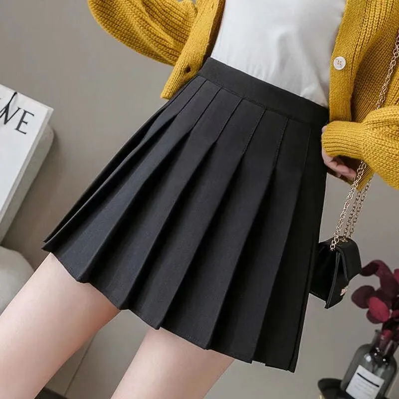 High Waist Preppy Style Student Pleated Skirts