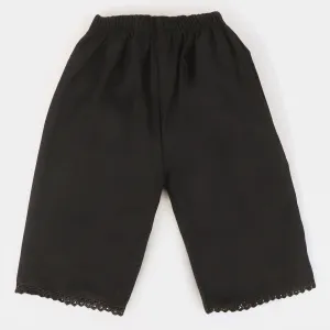 Infant Girls Cotton Culotte With Lace - BLACK