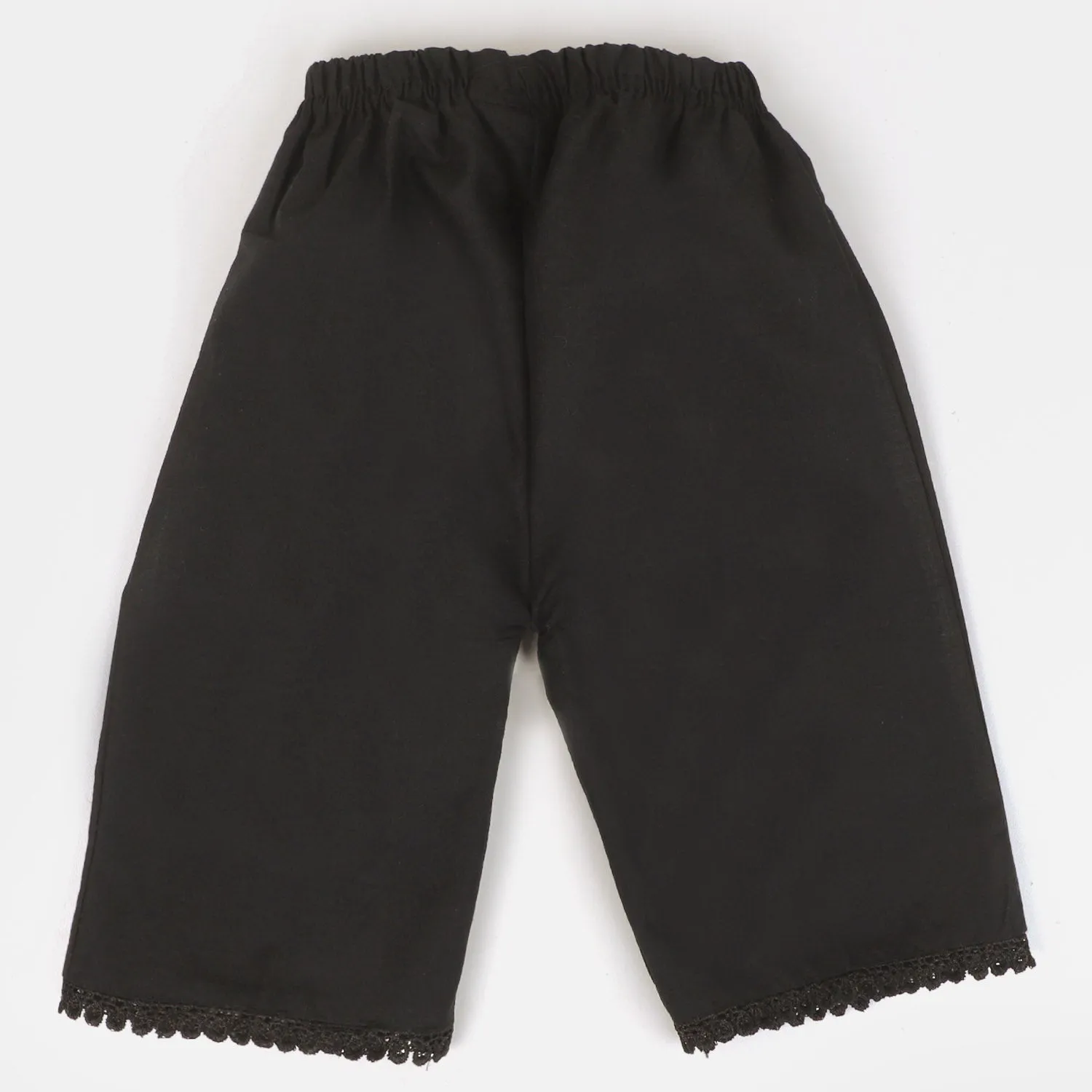 Infant Girls Cotton Culotte With Lace - BLACK