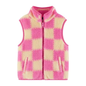 Kids (2-6x) Checkered Faux Fleece Vest | Pink