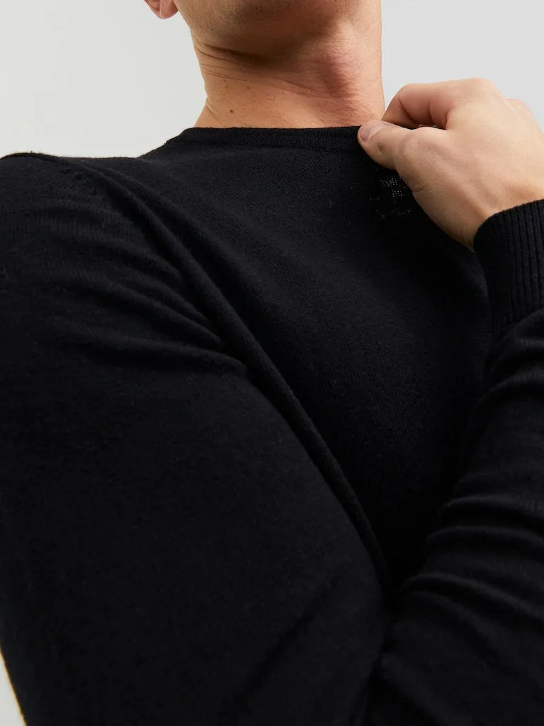 Knit Crew Neck Sweater - Black