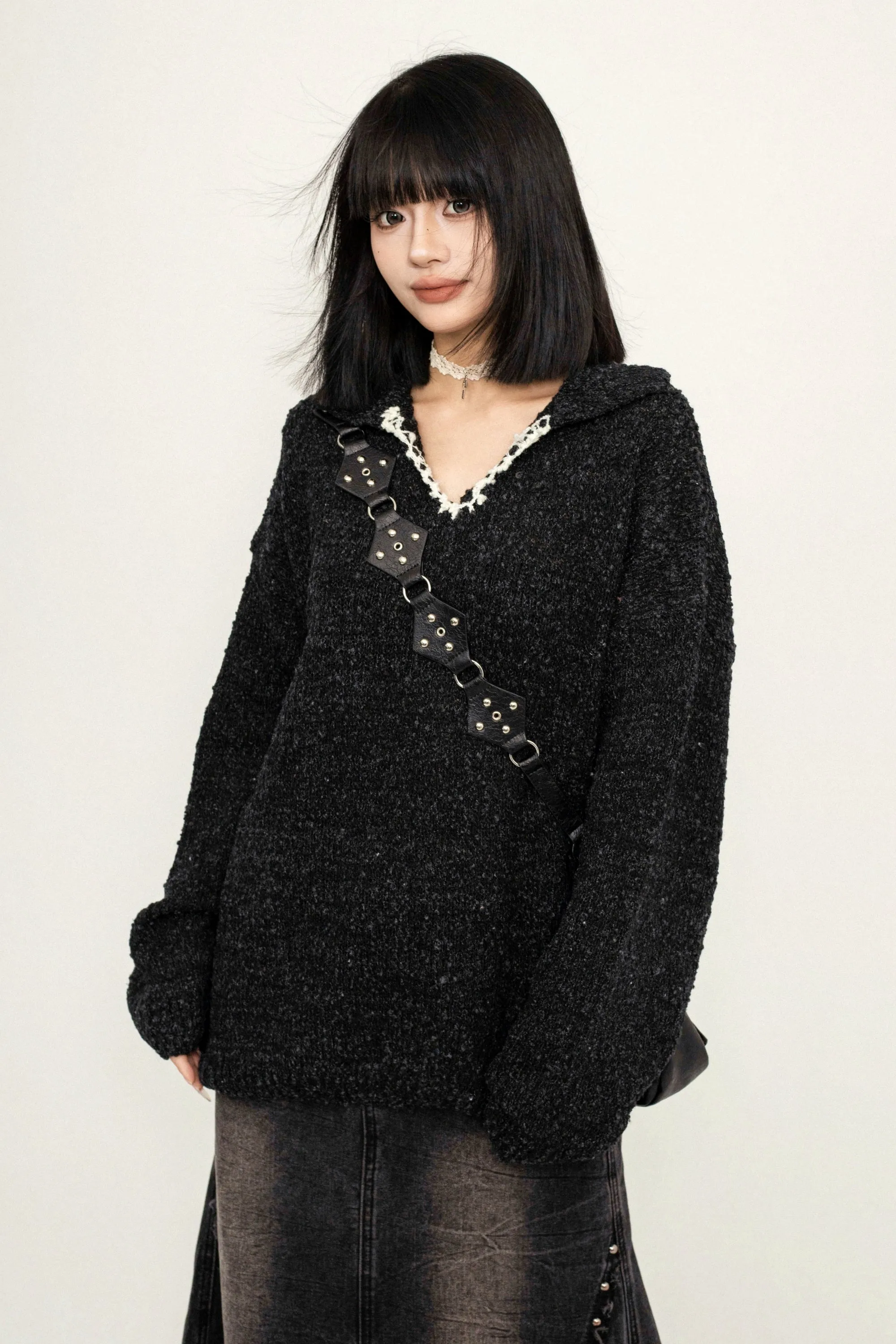 Korean Simple Loose Knit Hoodie