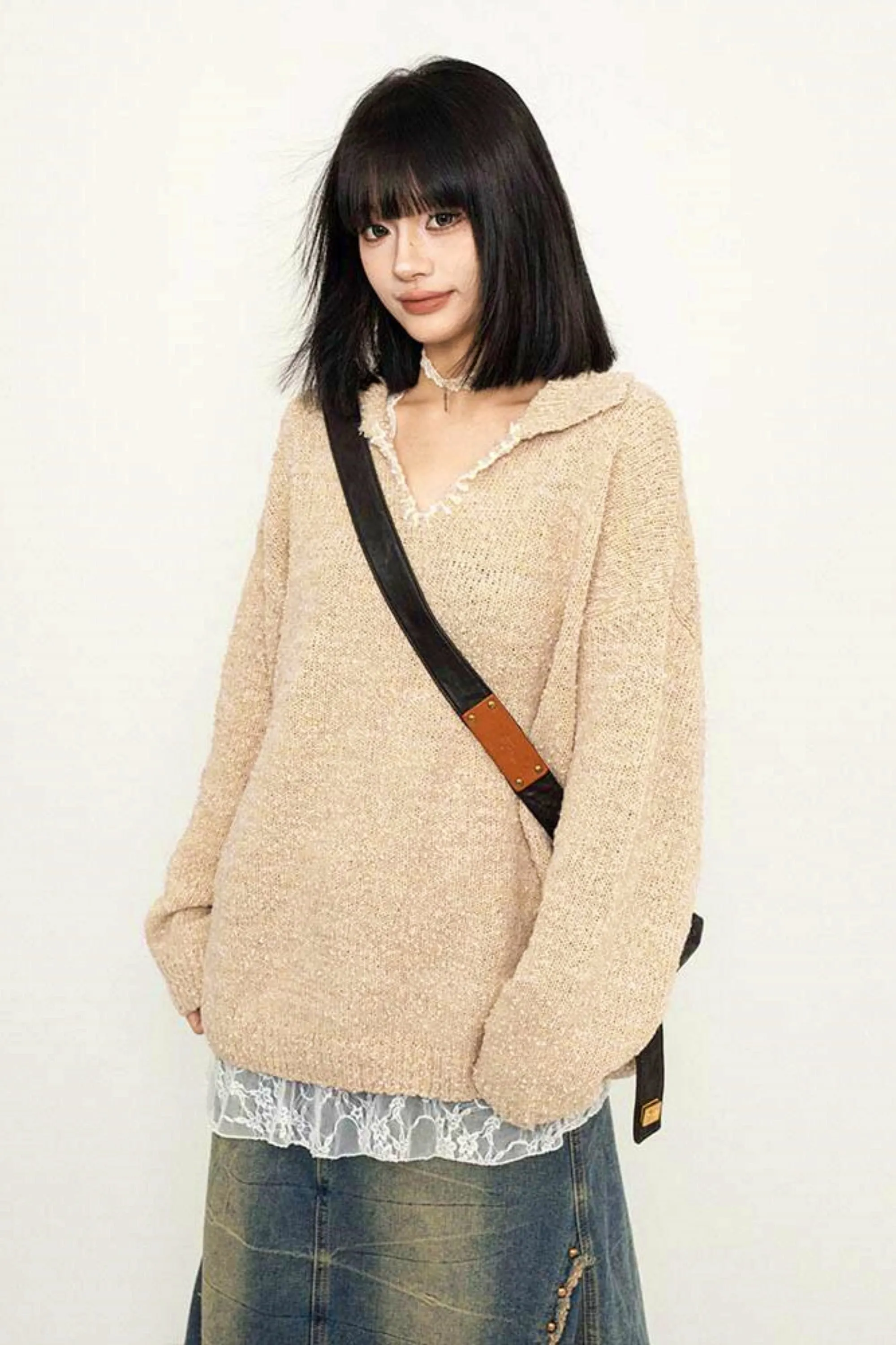 Korean Simple Loose Knit Hoodie